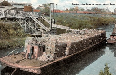 Loading Cotton Barge on Bayou, Houston, 