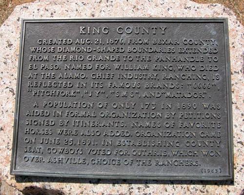 King County TX 1936 Centennial Marker