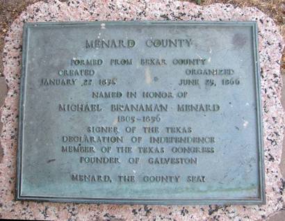 TX - Menard County Centenial Marker