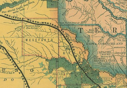 Wegefarth and Greer Ghost Counties TX 1876 RR Map