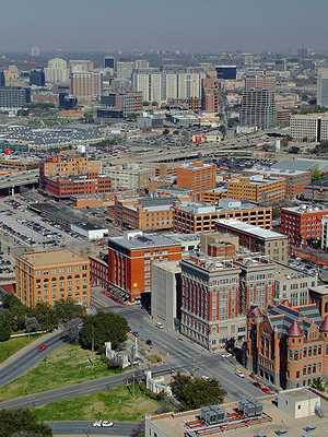 Aerial  View of the Grassy Knoll, Dallas, Texas