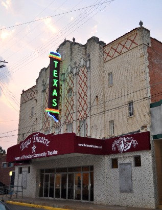 Palestine TX -  Restored Texas Theatre with neon sign