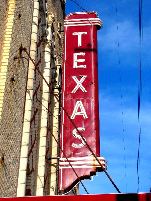 Palestine TX - Neon sign of restored Texas Theatre