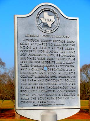 Texas -  Anderson County Poor Farm  historical marker