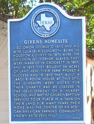 TX - Givens Homesite Historical Marker