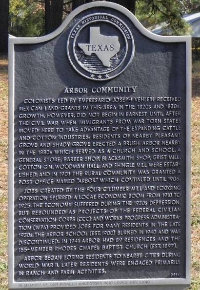 TX - Arbor Community Historical Marker