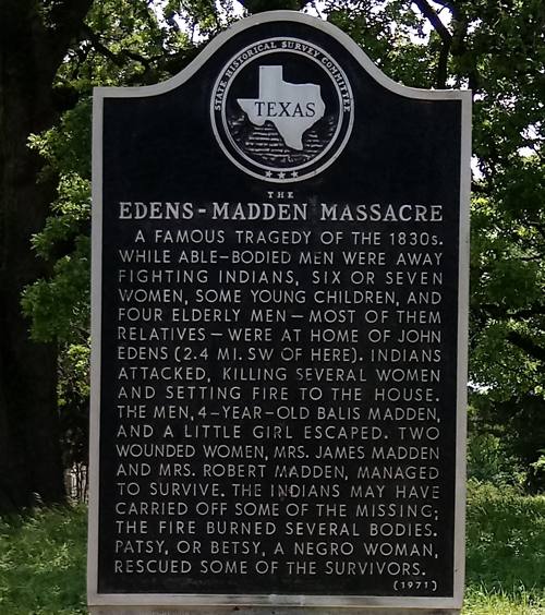 Houston County TX - The Edens - Madden Massacre Historical Marker