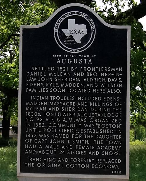 Houston County TX - Augusta historical marker