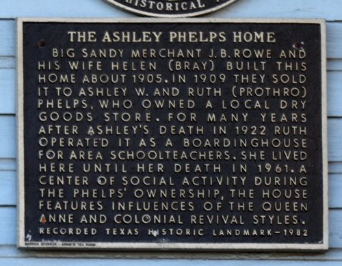 Big Sandy TX - The Ashley Phelps House  Historical Marker