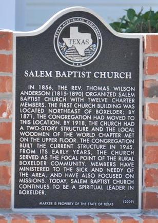 Boxelder TX - Salem Baptist Church Historical Marker