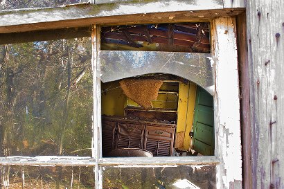 Gregg County, Camden, Texas - Looking through the broken window