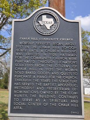 Chalk Hill TX Community Church historical marker