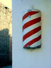 A barber pole in Conroe, Texas