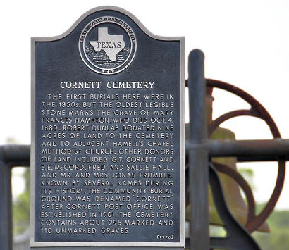 Cornett TX -  Cornett Cemetery historical marker