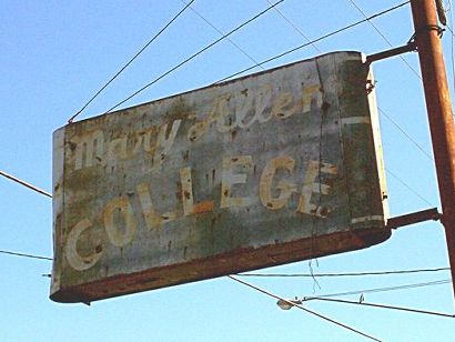 Mary Allen College sign, Crockett, Texas