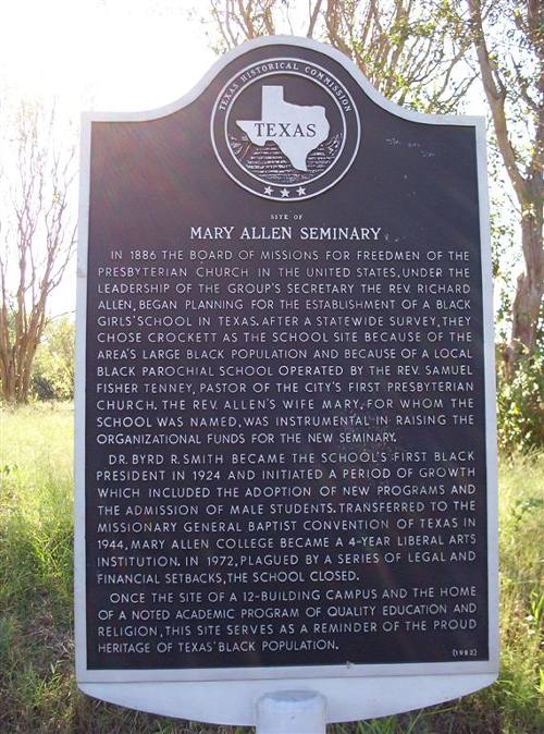 Mary Allen Seminary Historical Marker, Crockett, Texas