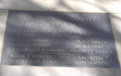 Crockett, TX - Houston County courthouse cornerstone