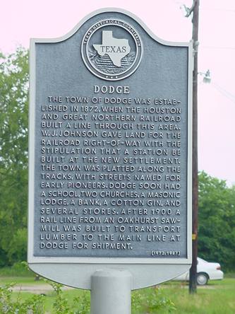 Dodge, Texas historical marker text