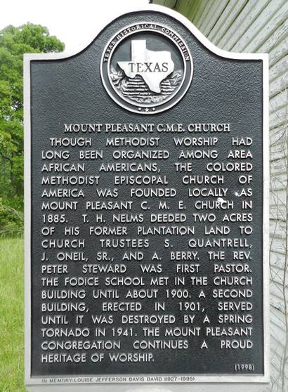 Fodice TX - Mt Pleasant CME Church Historical Marker 