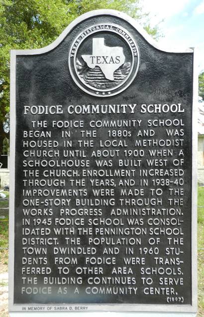 Fodice TX -  Fodice Community School historical marker