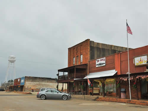 Garrison TX - main street business and water tower