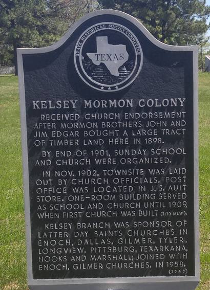 TX - Kelsey Mormon Colony historical marker