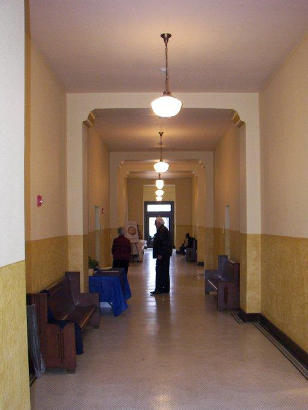 TX Cass County Courthouse interior hallway after restoration
