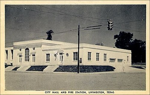 Livingston Texas - City Hall and Fire Stationold photo