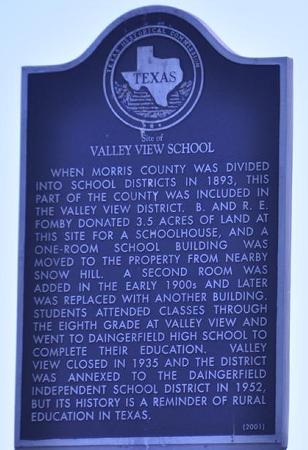Morris County, Texas - Site Of Valley View School Historical Marker
