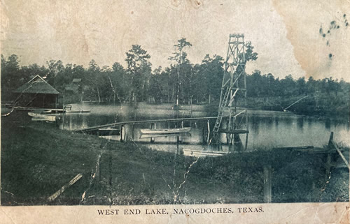 Nacogdoches, Texas - West End Lake, 1930s old postcard