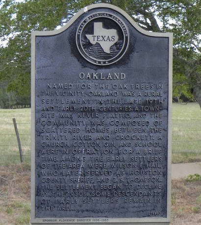 Houston County Tx - Oakland Texas Historical Marker
