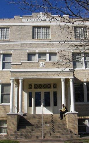 1928 Camp County Courthouse entrance, Pittsburg TX