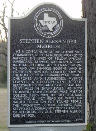 Shankleville TX Stephen McBride Marker