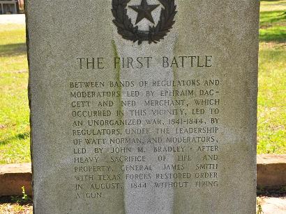 First Battle - Regulators Moderators War, Texas Centennial Marker