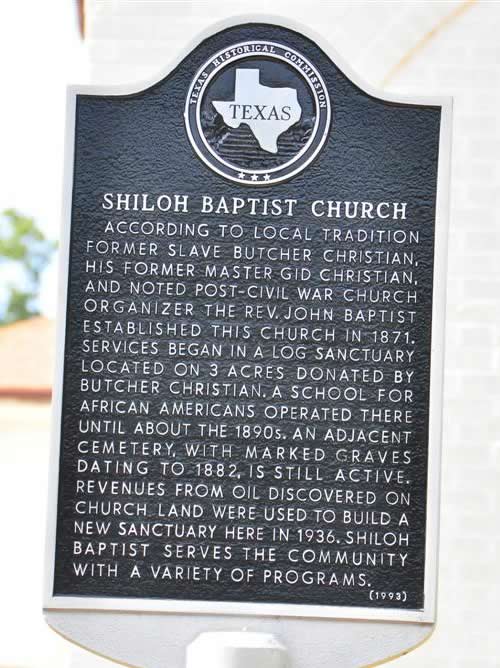 Shiloh TX - Shiloh Baptist Church historical marker