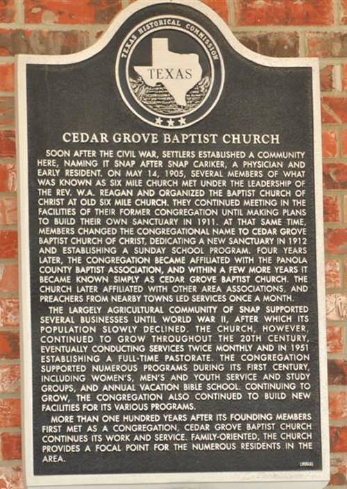 Snap TX - Cedar Grove Baptist Church  historical marker