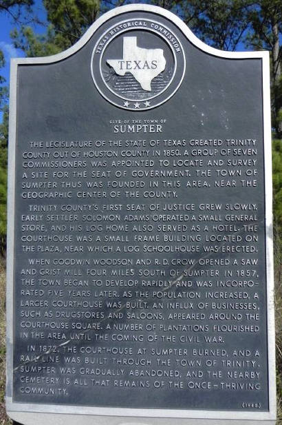 Sumpter Texas - Site of Town of Sumpter Historical Marker