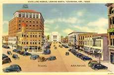 State Line Avenue looking North, Texarkana, 1937 old post card