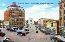 State Line Avenue looking North, Texarkana, old post card