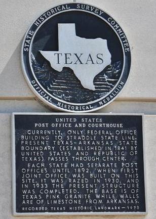Texarkana - US Post Office and Courthouse historical marker