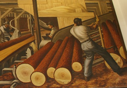 Trinity TX Post Office Mural "Lumber Manufacturing"