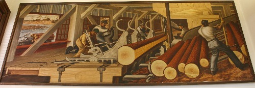 Trinity TX Post Office Mural "Lumber Manufacturing"