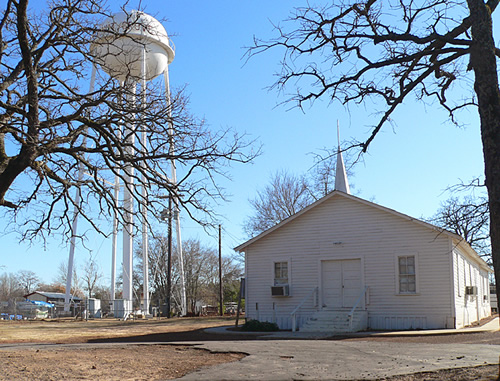 Walnut Grove TX -  church and water tower