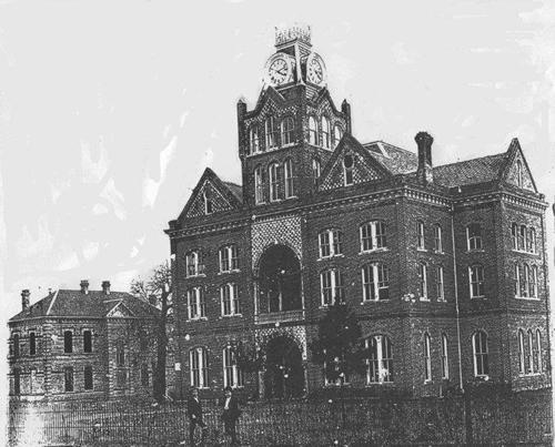 Tyler County Courthouse and jail, Woodville, Texas  old photo 