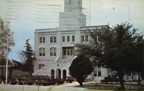 Tyler County Courthouse, Woodville, Texas old postcard
