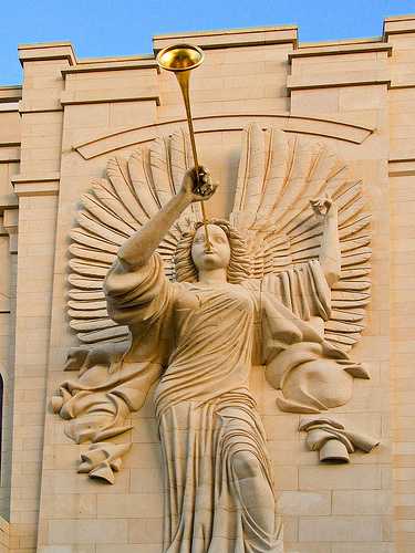 Fort Worth Texas Performance Hall Angel statue blowing horn