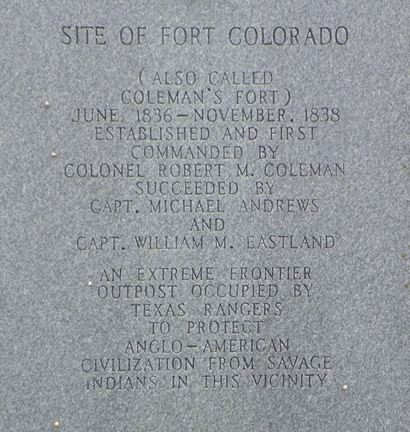 Travis County Tx - Fort Colorado centennial marker