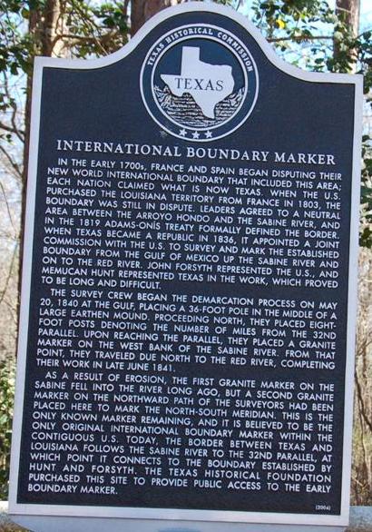 International Boundary Historical Marker, Republic of Texas