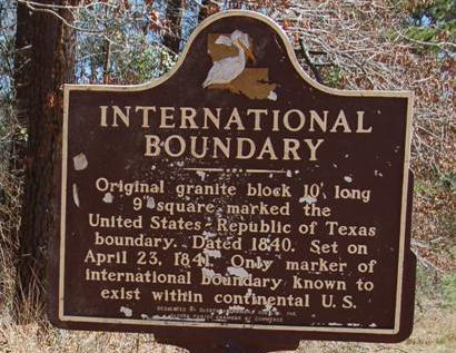 International Boundary sign on FM32, Texas