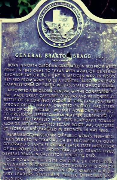 General Braxton Bragg historical marker